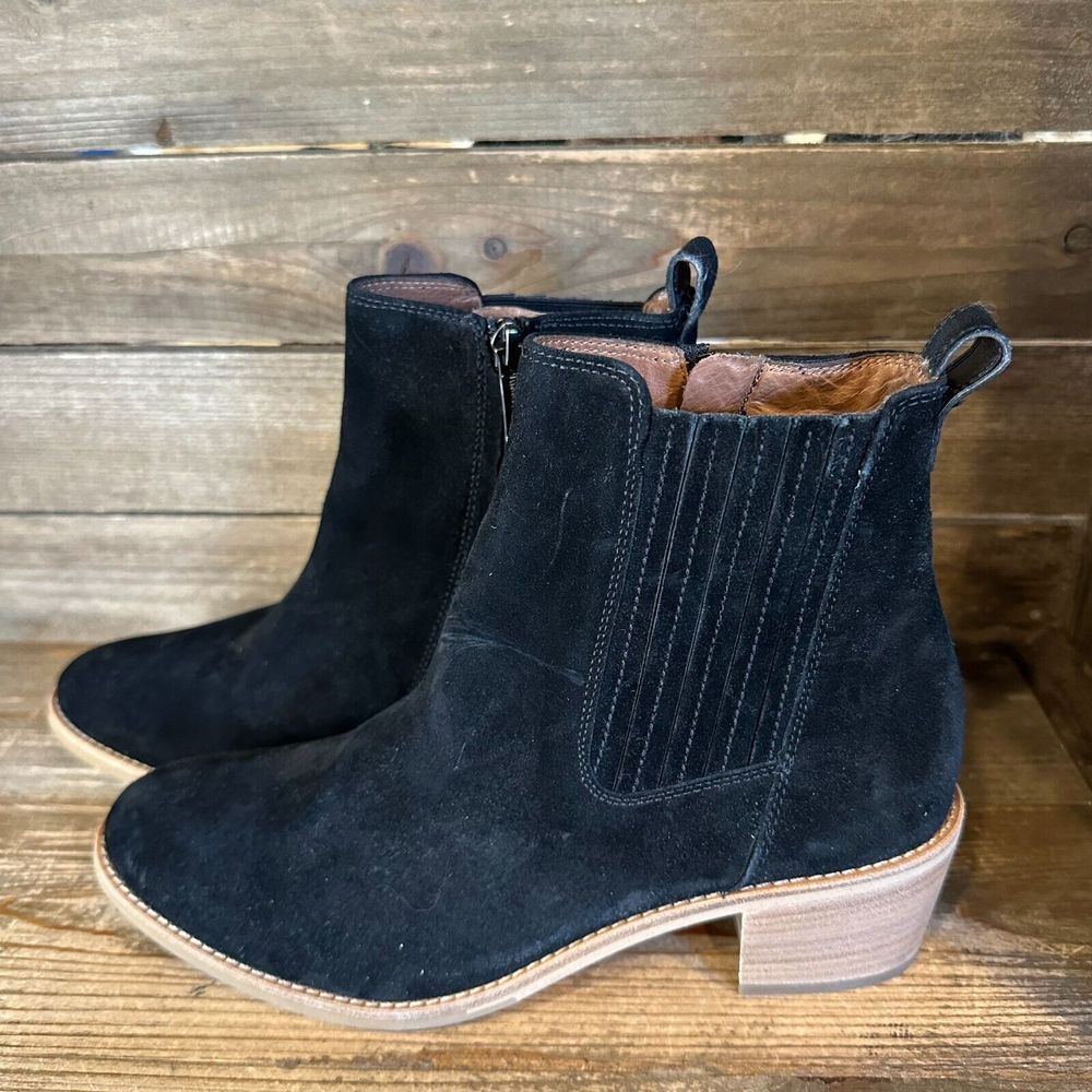 New Womens Paul Green Sante Black Suede Heeled Ankle Boots Booties Size 7.5 M